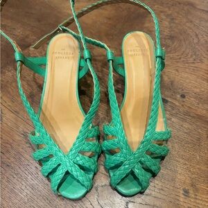 Sezane Natacha Green Woven Sandals - used 3 times